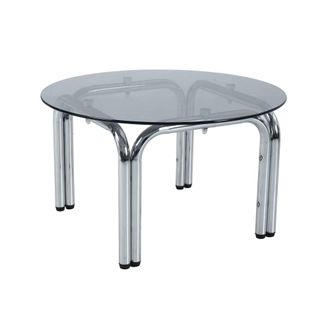 Oviala Mesa de centro redonda de cristal templado, 70 cm de di&aacute;metro, negra