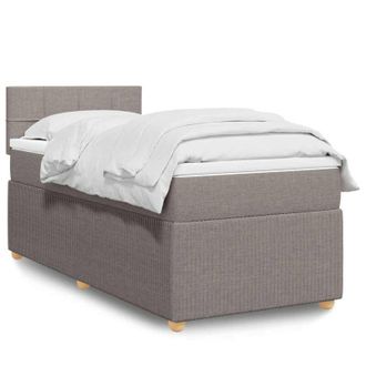 vidaXL Cama Box Spring Con Colch&oacute;n Tela Gris Taupe 80x200 Cm Vidaxl