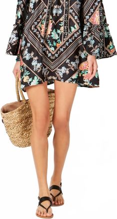 Nanette Lepore Womens Diamond Vines Off The Shoulder Tunic Cover Up In Multi/black