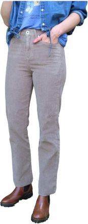 Denim Studio Salom&eacute; Corduroy Broek - Dames - Straight fit broeken - Beige - W25 - Katoen - Broeken