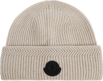 Moncler Wool Beanie - Heren - Hoeden - Beige - ONE Size - Wol - Accessoires