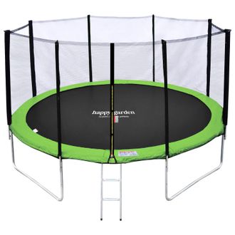 Happy Garden Cama El&aacute;stica De 430cm Reversible Verde/azul, Pack Trampol&iacute;n Melbourne + Red De Seguridad + Escalera + Lona + Kit De Anclaje