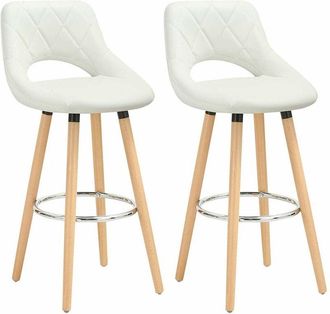 Woltu Woltu - 2 pcs bar stools Breakfast Kitchen Counter High stools Wood Legs barstools White