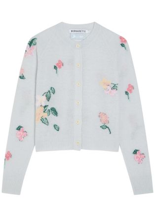 Bernadette Bernadette Clemence Floral Wool-blend Cardigan - Blue - S (UK8-10 / S)