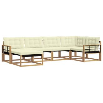 vidaXL Conjunto De Sof&aacute;s De Exterior Con Coj&iacute;n 6 Pcs Blanco Y Crema Vidaxl
