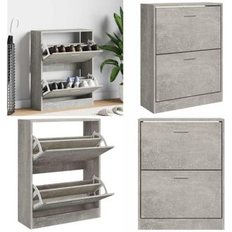 vidaXL Scarpiera Grigio Cemento 63x24x81 cm in Legno Multistrato - Scarpiera moderna - Scarpiera da ingresso