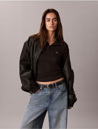 Calvin Klein Jeans Calvin Klein Womens Woven Monologo Henley Turtleneck Sweater - Black - XL
