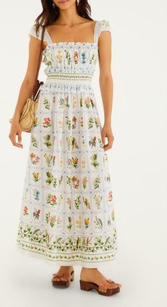 Farm Rio Tropical Porcelain Print Maxi Dress in Off-White at Nordstrom, Size Xx-Small