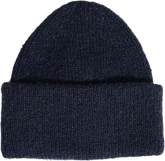 Pieces Blauwe Gebreide Beanie Muts voor Vrouwen - Dames - Hoeden - Blauw - ONE Size - Polyester - Accessoires
