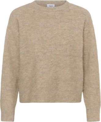 Saint Tropez Gebreide kleding - Dames - Ronde hals truien - Beige - XS - Truien & Vesten