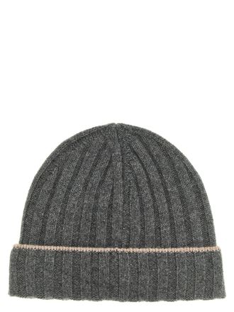 Brunello Cucinelli Ribbed Cashmere Beanie - Grey