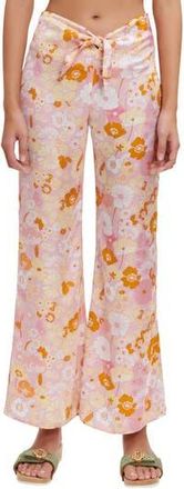 Maje Pisella Floral Flared Tie Front Pants in Pink at Nordstrom Rack, Size 2 Us / 34 Fr