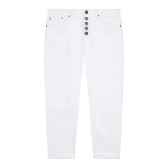 Dondup Cropped Trousers, female, White, Size: W25 Koons Loose Trousers