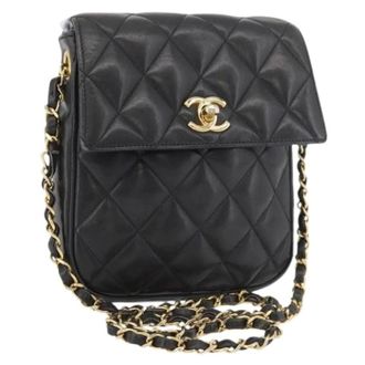 Chanel Pre-owned Cross Body Bags, female, Black, Size: ONE SIZE Pre-owned Vintage Lambskin Shoulder Bag