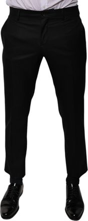 Dolce & Gabbana Mens Black Wool Tapered Formal Dress Pants Virgin