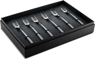 Mepra Linea Cake Forks Gift Box Set - 6 Pieces in Mettalic Black at Nordstrom