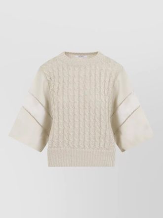 Max Mara linen crew neck cable knit sweater