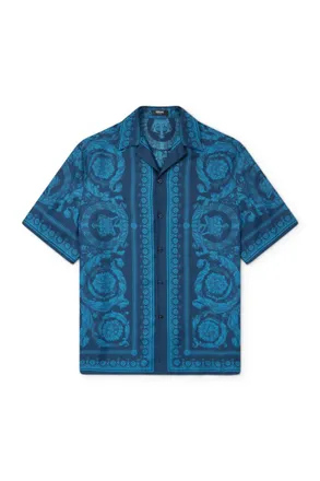 Versace Camp-Collar Printed Silk-Twill Shirt