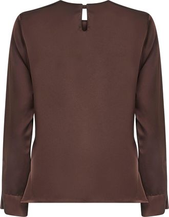 Blanca Vita Womens Coffee Satin Cesta Blouse Brown Polyester Shirt