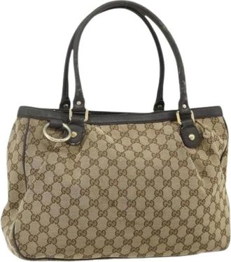 Gucci Pre-owned Handbags, female, Beige, Size: ONE SIZE Pre-owned Vintage GG Canvas Tote Bag