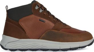 Geox Bruin Leren Enkellaarsjes - Heren - Sneakers - Bruin - 41 EU - Katoen - Schoenen