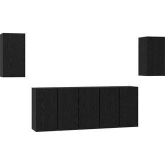 vidaXL Vidaxl - Conjunto De Mueble De Tv 7 Pcs Roble Negro 30.5 X 30 X 60 Cm
