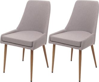 Hhg Lote de 2 sillas de comedor 069, silla de cocina silla tapizada, tela/textil (280g/m²) metal, gris claro