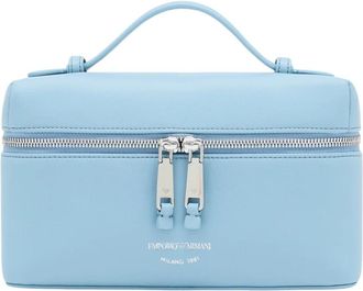 Emporio Armani Nappa Leren Vanity Case met Schouderriem - Dames - Handtassen - Blauw - ONE Size - Leer - Tassen