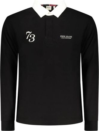 Pepe Jeans London Rugby Polo met Gedrukt Logo - Heren - Polos - Zwart - XL - Katoen - Tops