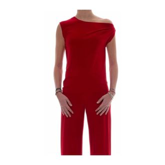 Norma Kamali Sleeveless Tops, female, Red, S, Stylish Dress