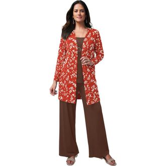 Jessica London Everyday Stretch Knit Wide Leg Pant in Rich Brown at Nordstrom, Size 32