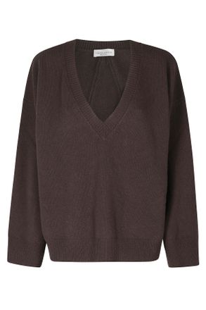 Roberto Collina Brown V-Neck Superfine Merino Wool Sweater