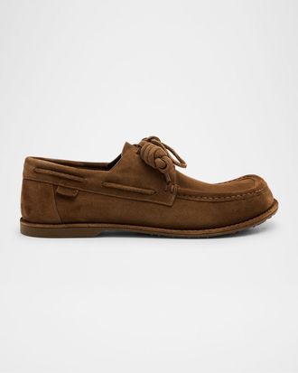 Loewe Men & apos;s Campo Suede Flamenco-Knot Boat Shoes