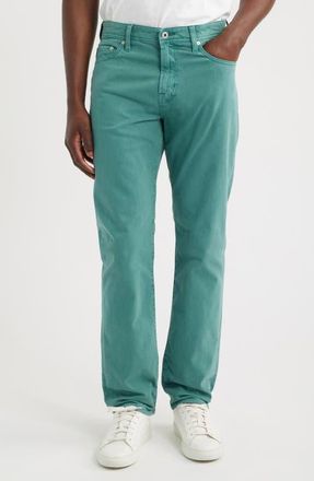 AG - Adriano Goldschmied Everett Stretch Sateen Slim Straight Pants in Sulfur Oceanvine at Nordstrom, Size 35 X 32