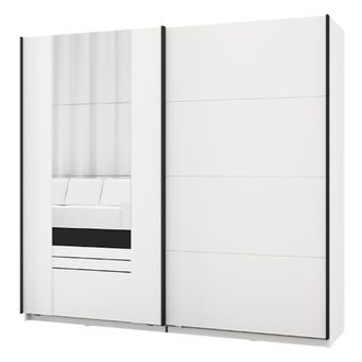 Dmora Armario 2 Puertas Lalibe, Guardarropa Dormitorio 2 Estantes, Perchero, Puertas Corredizas, 220x205h Cm Blanco Mate