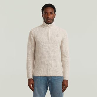 G-Star Double Collar Half Zip Knit - Wit - Heren