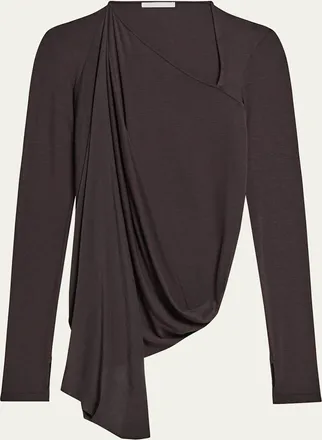 Helmut Lang Draped Asymmetric Jersey Top