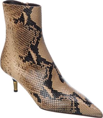 Khaite Bella Python-Embossed Leather Bootie