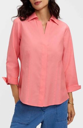 Foxcroft Taylor Fitted Non-Iron Shirt in Coral Reef Red at Nordstrom, Size 10