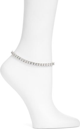 BEN ONI Round Cut Tennis Anklet in Silver at Nordstrom