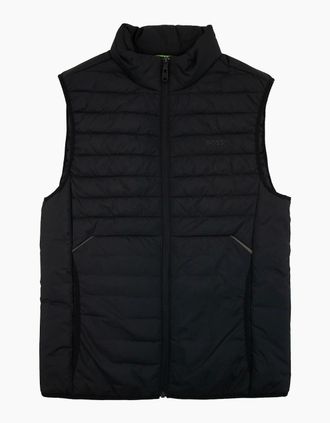 HUGO BOSS Mens Hugo Boss V-thor Regular-fit Zipped Gilet In Water-repellent Fabric Black 001 - Size: 42/Regular