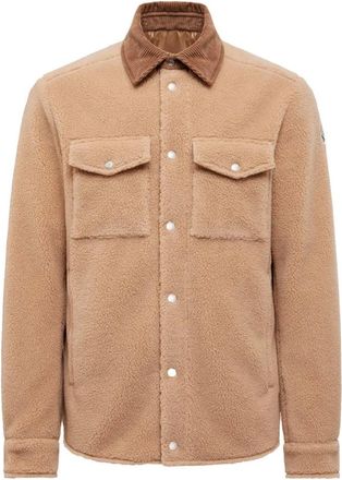 Moncler Light Jackets, male, Beige, XL, Corduroy Overshirt in Beige