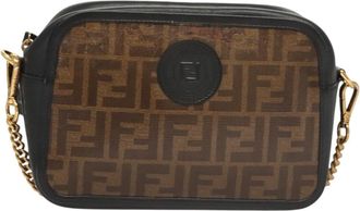 Fendi Camera Case Brown Canvas Shoulder Bag (Pre-Owned)