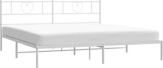 vidaXL vidaXL Metal Bed Frame without Mattress with Headboard White 200x200cm