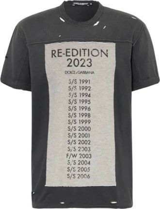 Dolce & Gabbana Re-Edition 2023 Print T-shirt - Heren - T-shirts - Zwart - L - Katoen - Tops