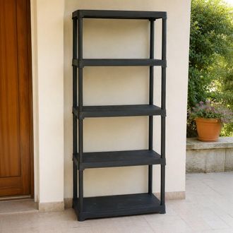 Dmora Estante De 3 Estantes En Polipropileno, Estante Multiuso Para Interiores O Externos, 100% Made In Italy, 90x40h176 Cm, Color Antracita, Con Embalaje R