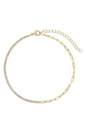 Adornia 18K Gold Plated Crystal Paper Clip Chain Anklet at Nordstrom Rack