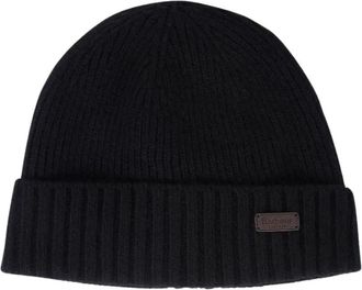 Barbour Effen Kleur Wol en Fleece Muts - unisex - Hoeden - Zwart - ONE Size - Wol - Accessoires