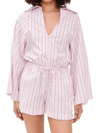 Faithfull The Brand Aksel Long Bell Sleeves Playsuit In Fiori Stripe Palazzo