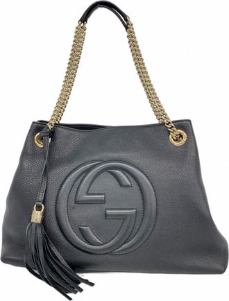 Gucci Black Leather Tote Bag (Pre-Owned)